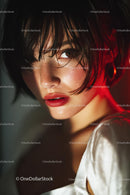 Dramatic Close-Up of a Beautiful Woman with Intense Expression