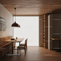 Minimalist Dining Area with Wooden Furniture and Natural Light
