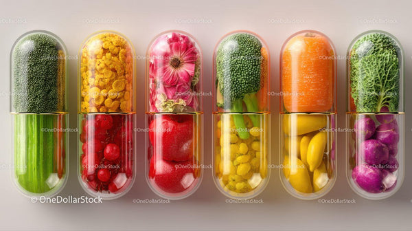 Colorful Vegetable Capsules with Fresh Produce in Modern Kitchen