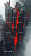 Futuristic Cyberpunk Cityscape with Neon Red Highlights