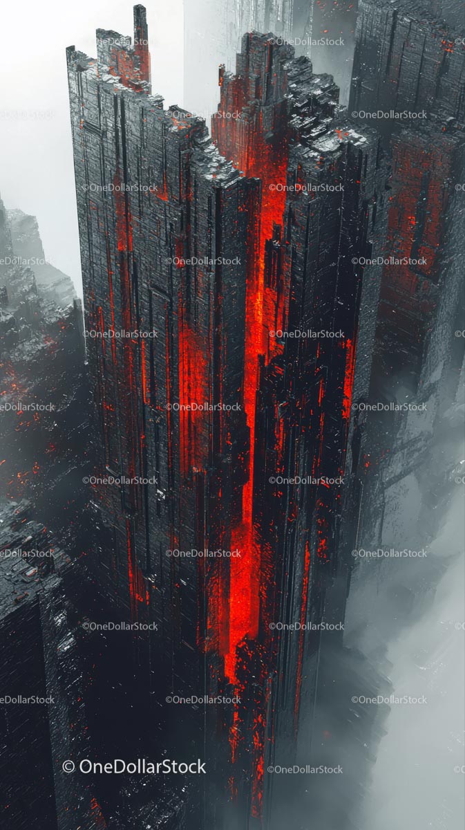 Futuristic Cyberpunk Cityscape with Neon Red Highlights
