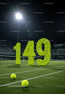 Tennis Court with Number 149 Made of Tennis Balls