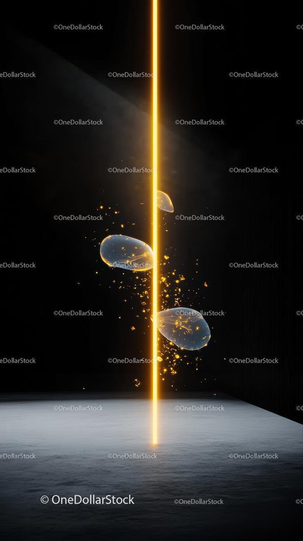 Futuristic Sci-Fi Energy Beam with Floating Orbs in Dark Background