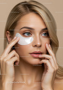 Young Woman Applying Under-Eye Patch for Skin Care and Beauty