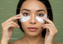 Young Woman with Under Eye Patches Applying Skincare Routine