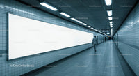 Minimalist Subway Tunnel with Tiled Walls and Modern Lighting
