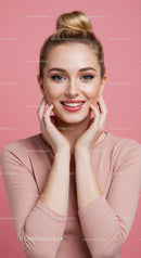 Beautiful Young Woman with Bright Smile and Perfect Skin