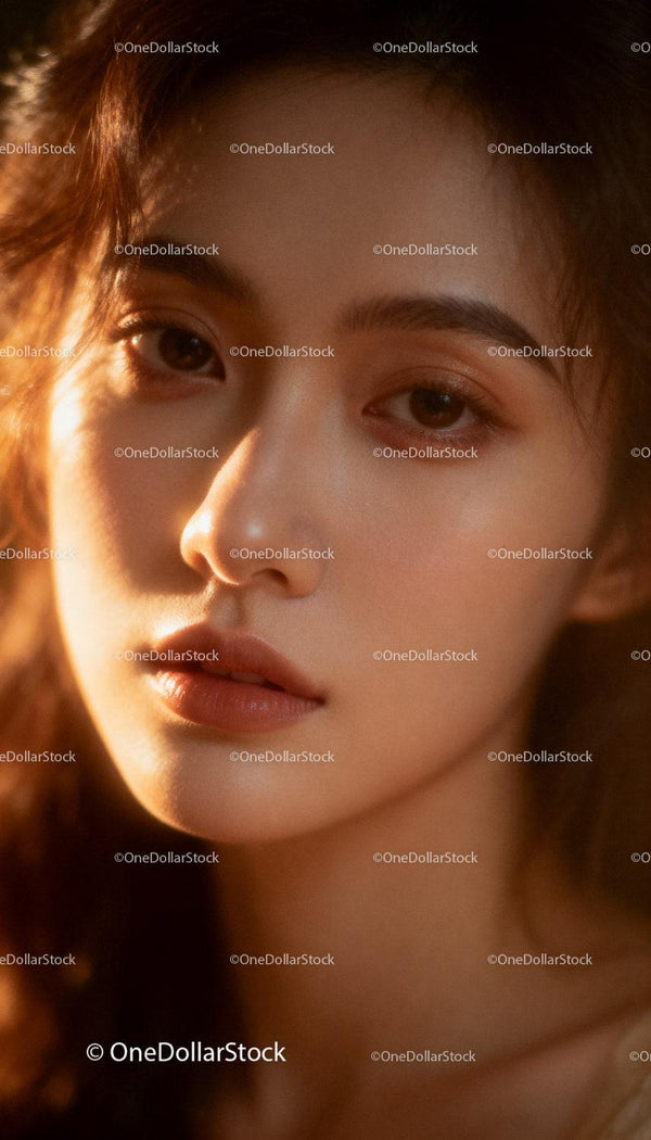 Soft natural portrait of young woman with warm light