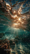 Enchanting Underwater Scene with Sunlight and Bubbles