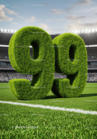 Green Grass Numbers 99 on Soccer Field