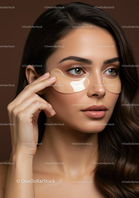 Young Woman with Under-Eye Patches Applying Skincare Mask
