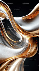 Abstract Gold and Silver Metallic Fluid Art