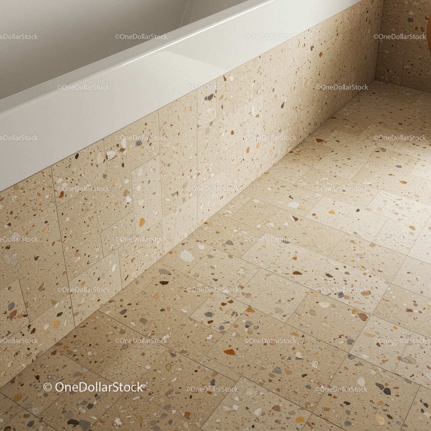 Beige Terrazzo Floor with Marble Pattern for Modern Interior Design