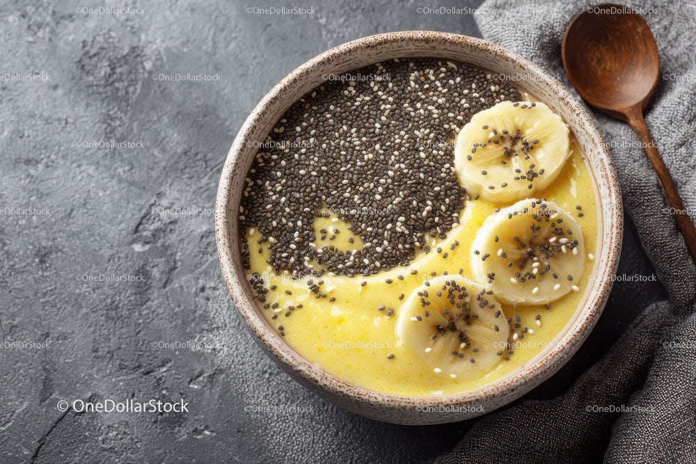 Pyszna miska smoothie z bananem i nasionami chia