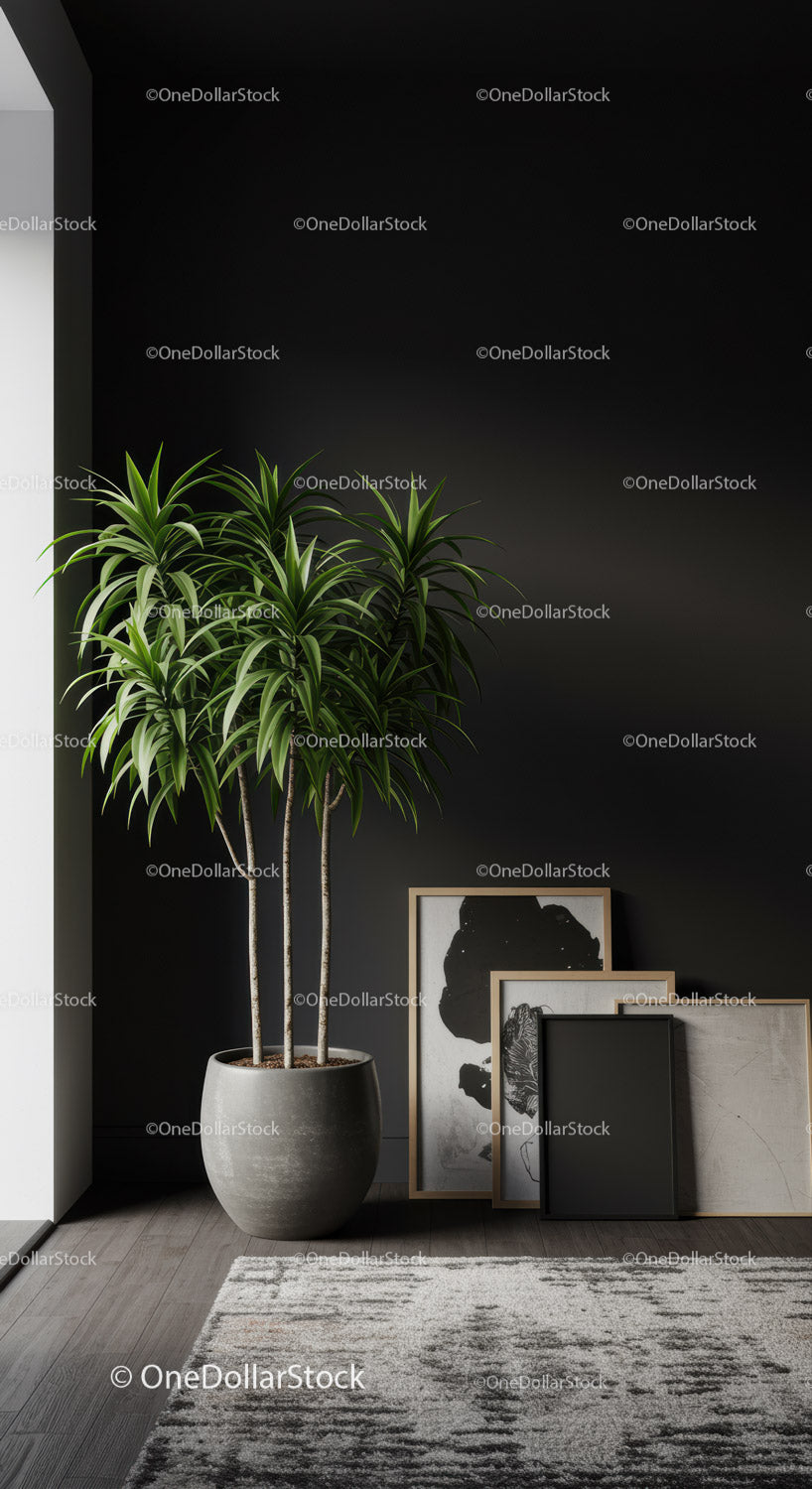 Elegant Indoor Houseplant in Modern Minimalist Interior