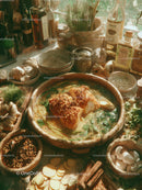 Herbal Asian Chicken Dish in Rustic Cooking Style