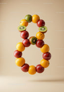 Creative Number Eight Made of Various Fresh Fruits
