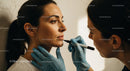 Woman Undergoing Facial Marking Procedure in a Beauty Clinic