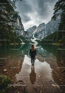 Majestic Mountain Lake with Reflection and Forest in Scenic Wilderness