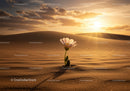 Delicate flower blooming in sunlit desert sands
