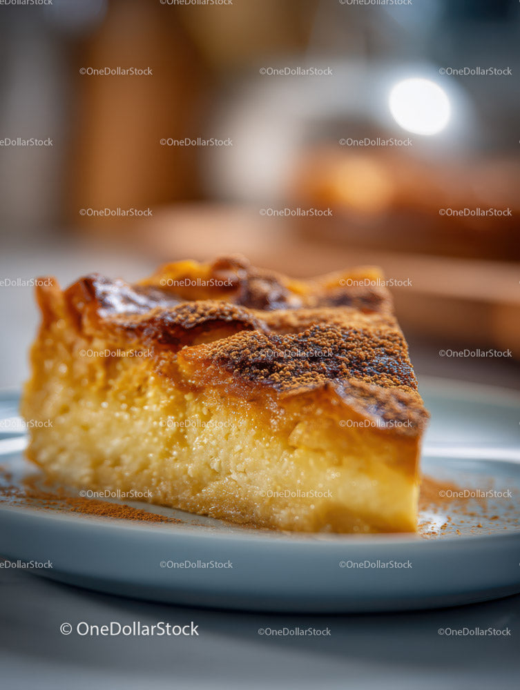 Delicious Creamy Cake Slice with Golden Crust