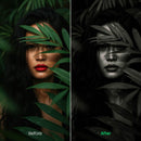 Before and after BW Portraits Green Lightroom preset edit