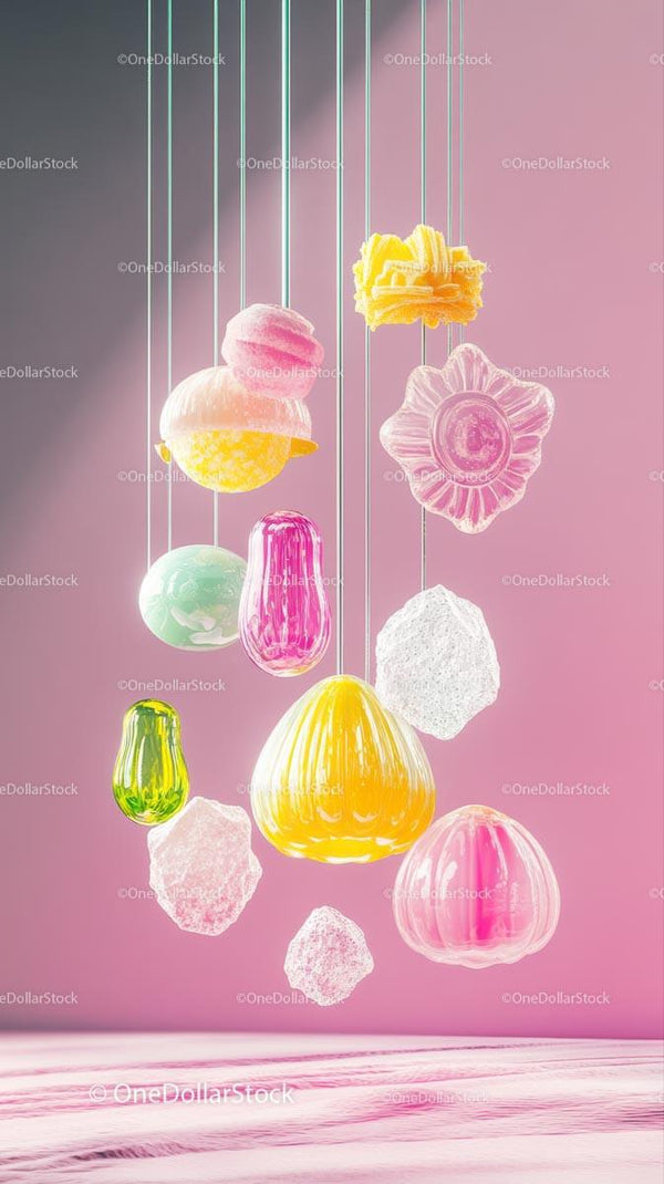 Colorful Glass Ornaments Hanging Decor in Modern Interior