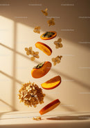 Floating Persimmon Slices with Dried Hydrangea Flowers