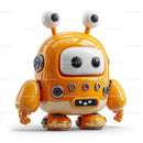 Futuristic Orange Robot Toy with Expressive Eyes and Antennae