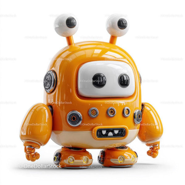 Orange Retro Robot Toy With Big Eyes