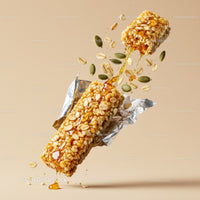 Nutty granola bar dripping with golden honey