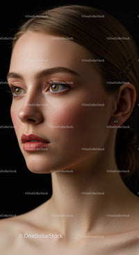 Elegant Young Woman Face Close-Up for Beauty and Fashion Advertising