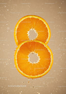 Fresh orange slices with water droplets on beige background