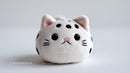 Cute Plush Cat Toy with Large Black Eyes and Pink Nose