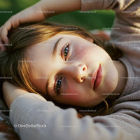 Close-up portrait of serene young woman lying down