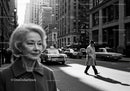 Elderly Woman Crossing Street in Urban Cityscape