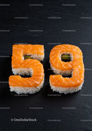 Creative Sushi Rolls Shaped as Numbers Fifty Nine