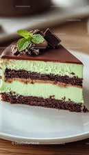 Chocolate Mint Layer Cake with Chocolate Shavings and Fresh Mint