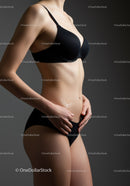 Elegant Female in Black Lingerie Studio Portrait