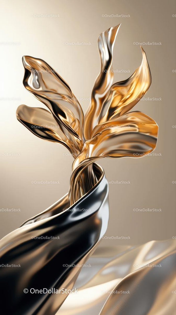 Elegancka Złota i Srebrna Metaliczna Rzeźba Artystyczna do Nowoczesnego Wnętrza