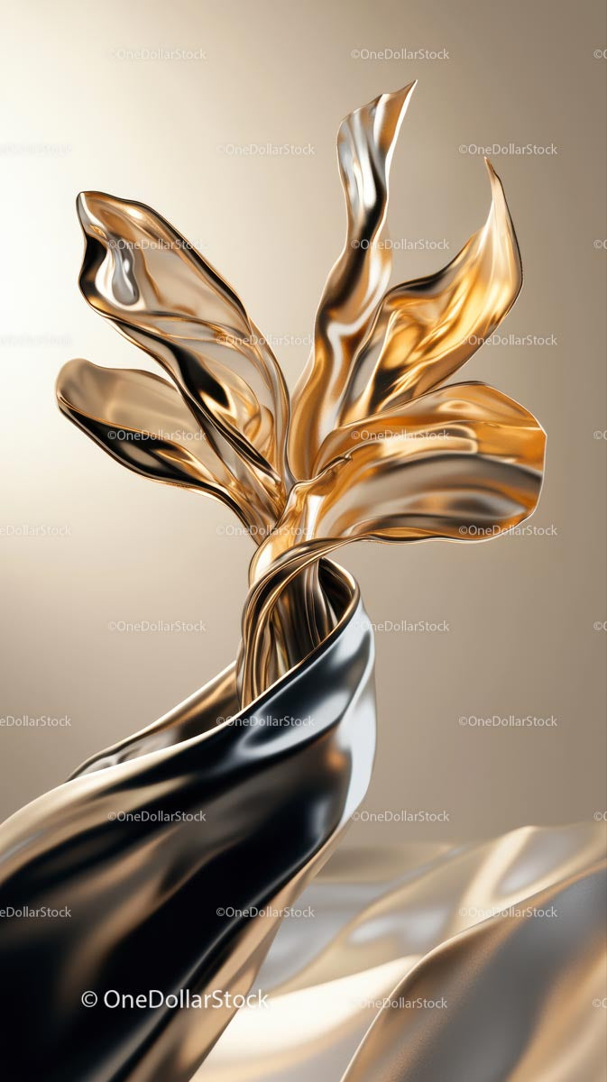Elegancka, złota i srebrna metaliczna artystyczna rzeźba do nowoczesnego wystroju