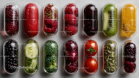 Assorted Fruit Gummies and Candy Capsules in Bright Colors