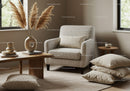 Cozy minimalist armchair with warm neutral decor