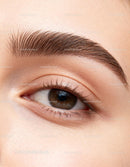 Close up of natural brown eye with groomed eyebrow
