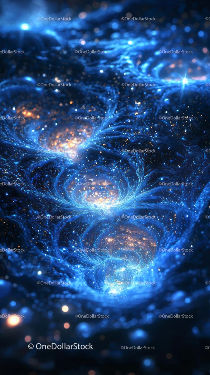 Vivid Blue Cosmic Galaxy with Swirling Stars and Nebulae