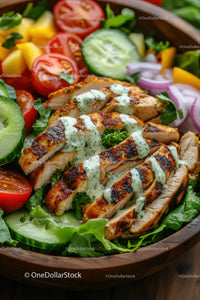 Grilled Chicken Salad with Fresh Vegetables and Creamy Dressing