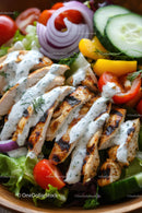 Grilled Chicken Salad with Fresh Vegetables and Herb Dressing
