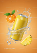 Refreshing Yellow Beverage Can with Citrus and Pineapple Splash