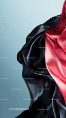 Elegant Black and Red Satin Fabric Drapery for Fashion and Design