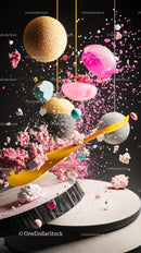 Colorful Abstract Art with Spheres and Particles for Creative Projects